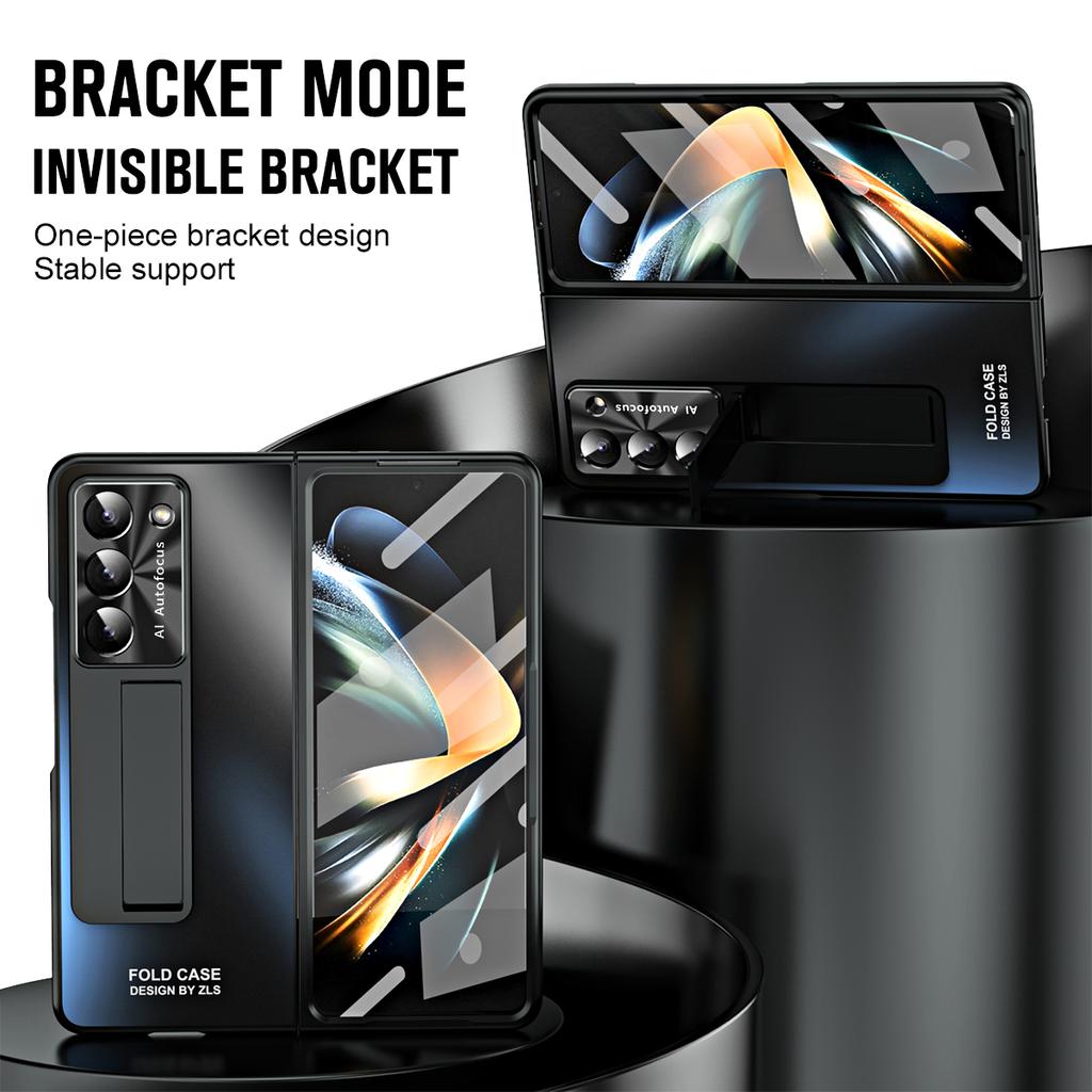 Mattierte Kunststoffhülle Slim Stifthalter Ständer Schutzfolienabdeckung für Samsung Galaxy Fold 6 5 4 3 Ständerhülle mit Halter
