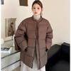 Winter New Fashionable Versatile Crew Neck Down Cotton Cotton Jacket Thickened Medium and Long Warm Women's Jacket