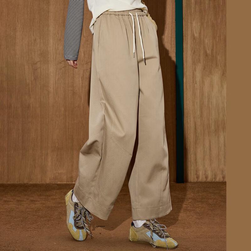 COOLHUT Women's Khaki Loose Straight-Leg Casual Pants