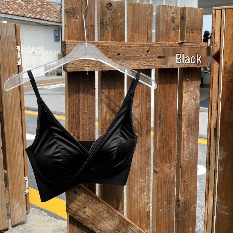 French Satin Seamless Deep V Bra with Side Support & Comfort