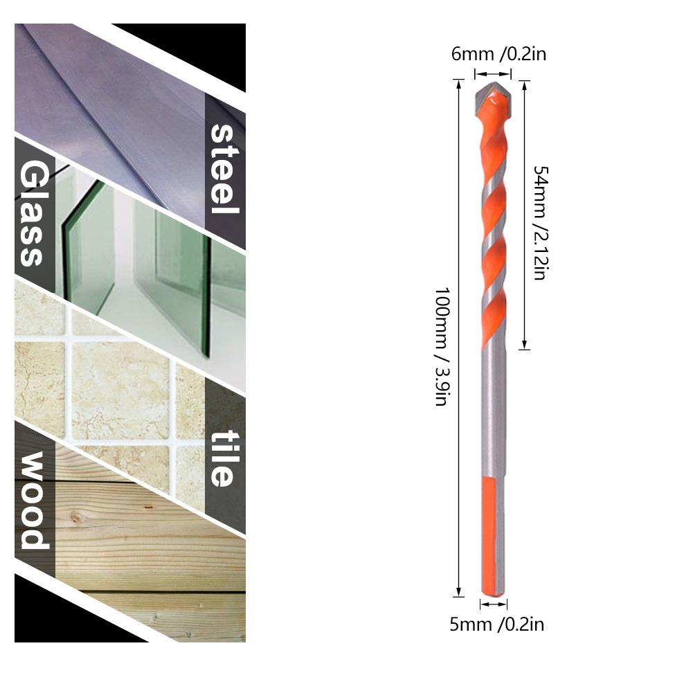 5 Stück 6mm Bohrer Multifunktionale Legierungskopf Dreikantschaft für Holz Wand Lochöffnung