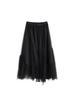 Spring 2026 Elegant Flowing Gauze A-line Midi Skirt - Lightweight, Dark, and Comfortable (81155)