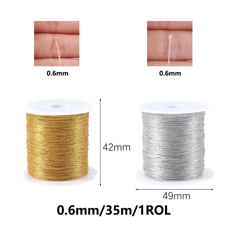 35M Weaving Gold Thread, Shiny Embroidery Thread, Shiny Silk Thread, DIY Handmade Accessories, Weaving Sewing Thread Tools