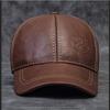 Men's Thin Genuine Leather Baseball Cap - Premium Top-Grain Cowhide with Embossed Design Lightweight for Spring Autumn Classic