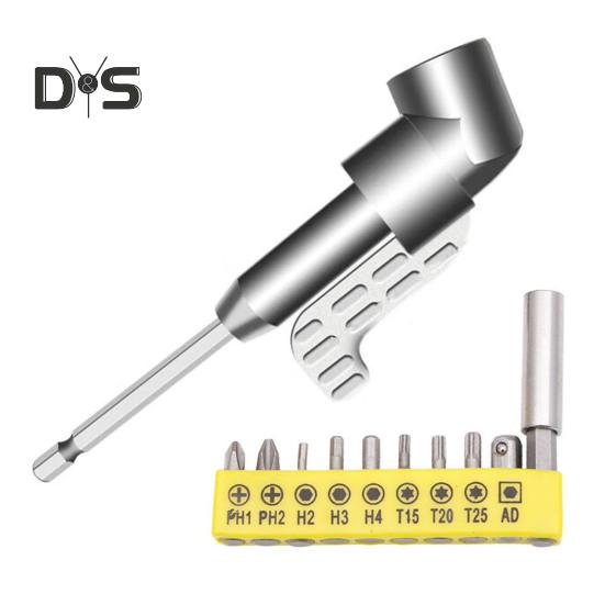 

1 комплект адаптера для электрической дрели с 12 отверточным наконечником, угловой инструмент для сверления под углом 105 градусов, прочная насадка для сверления из сплава, электрическая дрель для гибки B