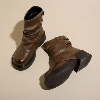 New 2025 Winter Elastic Boots Flat Heeled Mid-calf Platform Boots Comfort Shoe Botas De Outdoor Ankle Boots for Women