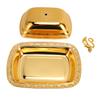 Gold Fruit Tray European   Metal Fruit Plate Table Decoration with Lid for Snacks Candies Desserts