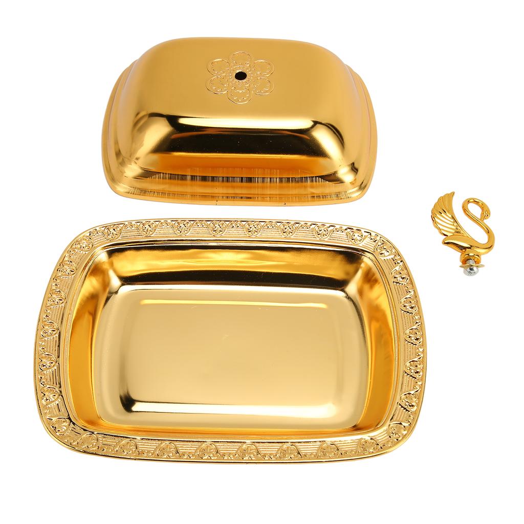 Gold Fruit Tray European   Metal Fruit Plate Table Decoration with Lid for Snacks Candies Desserts