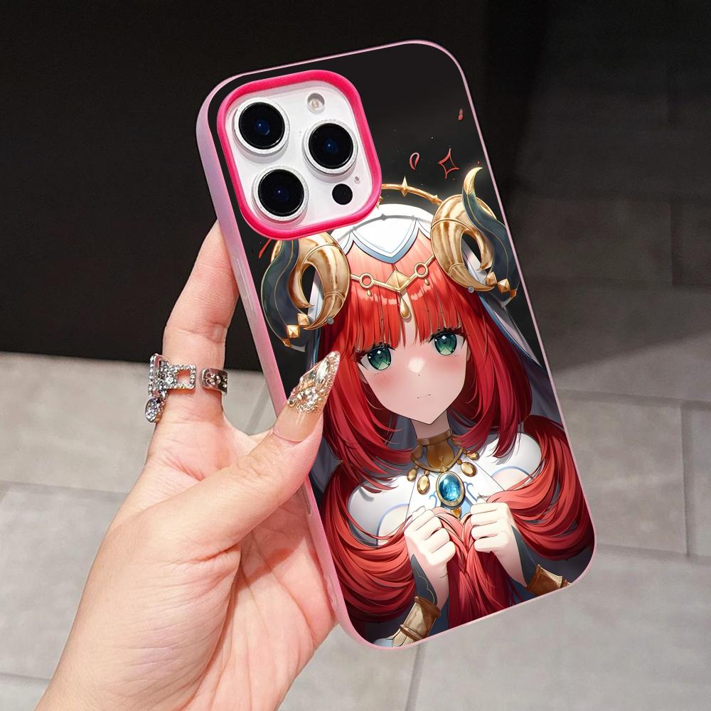Game GI Nilou Jelly Double layer Rose Red Mobile Phone Case for iPhone 17 16 15 14 13 12 11 Air Pro Max Plus Protective