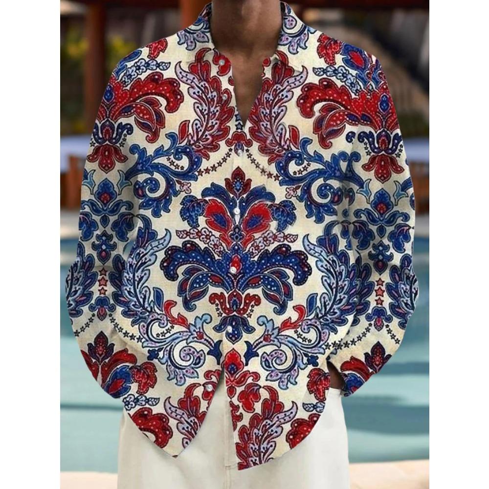 Camisas de Manga Larga con Estampado de Diseño Abstracto para Hombre, Cárdigan Casual, Botón Nuevo, Camisas de Moda Festiva