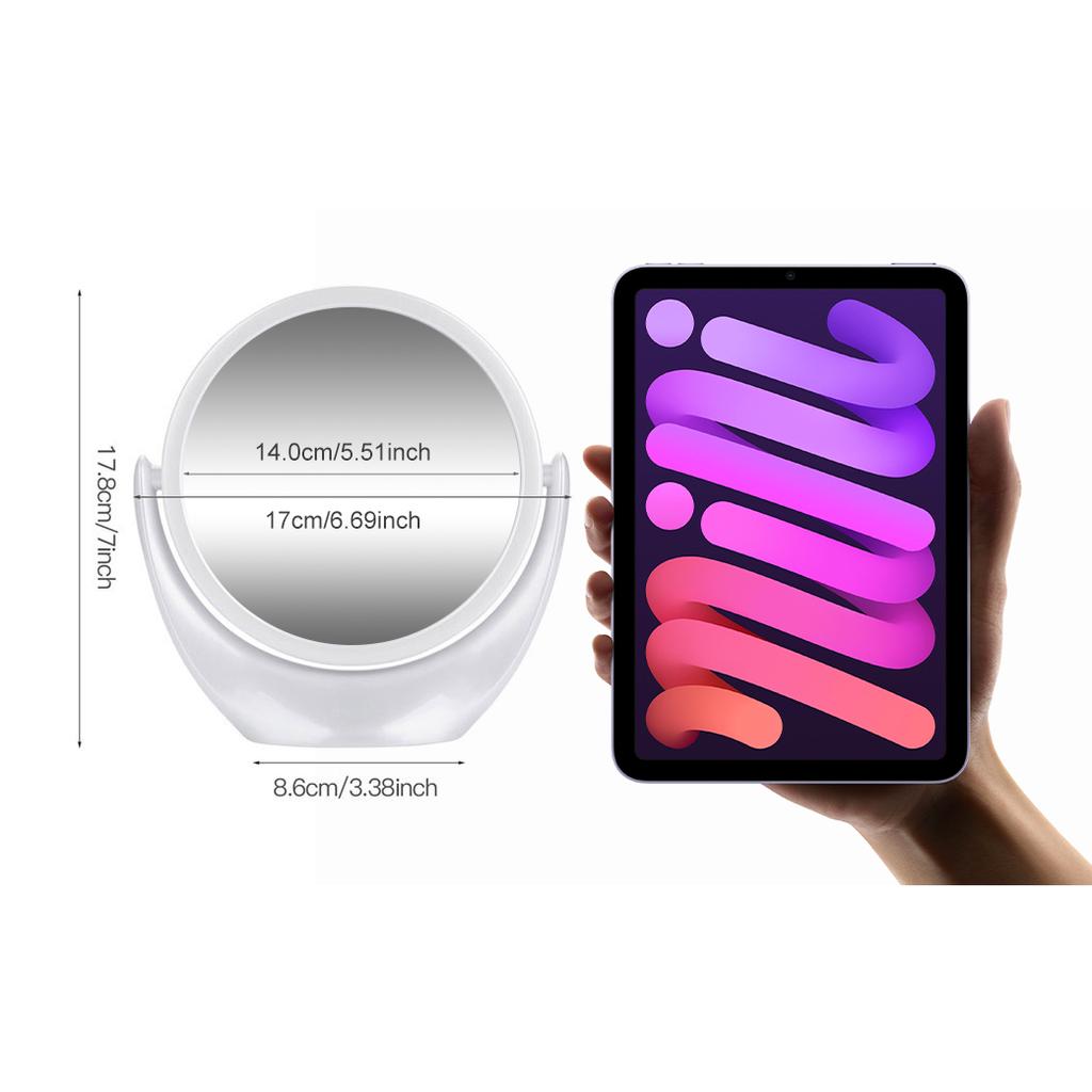 Desktop double-sided 1x / 5x Makeup Mirror 360 ° Rotation, Travel Portable Large Mirror