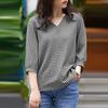 ZANZEA Women Grid Print Casual V-Neck 3/4 Sleeve Blouse