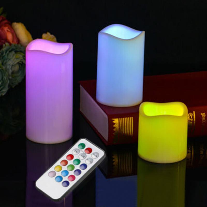 Buy PDTO 3Pcs LED Flameless Tea Candles Remote Control Wax Colour