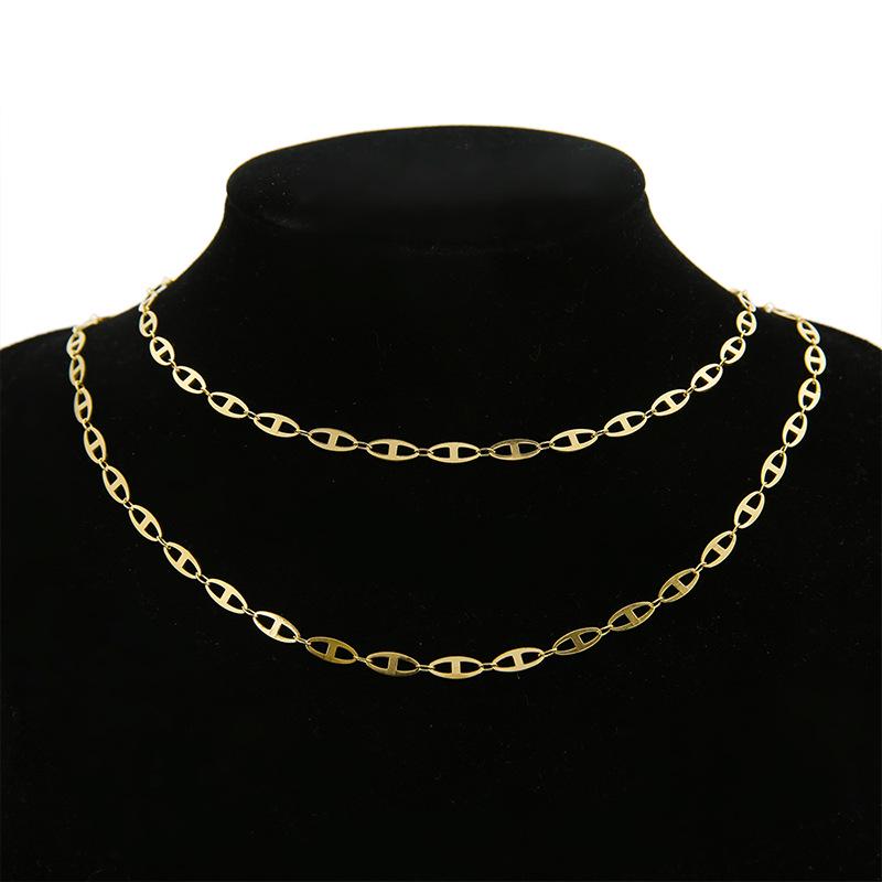 4mm 18k Gold Vacuum-Plated Stainless Steel Pig Nose Chain for DIY Necklace/Bracelet