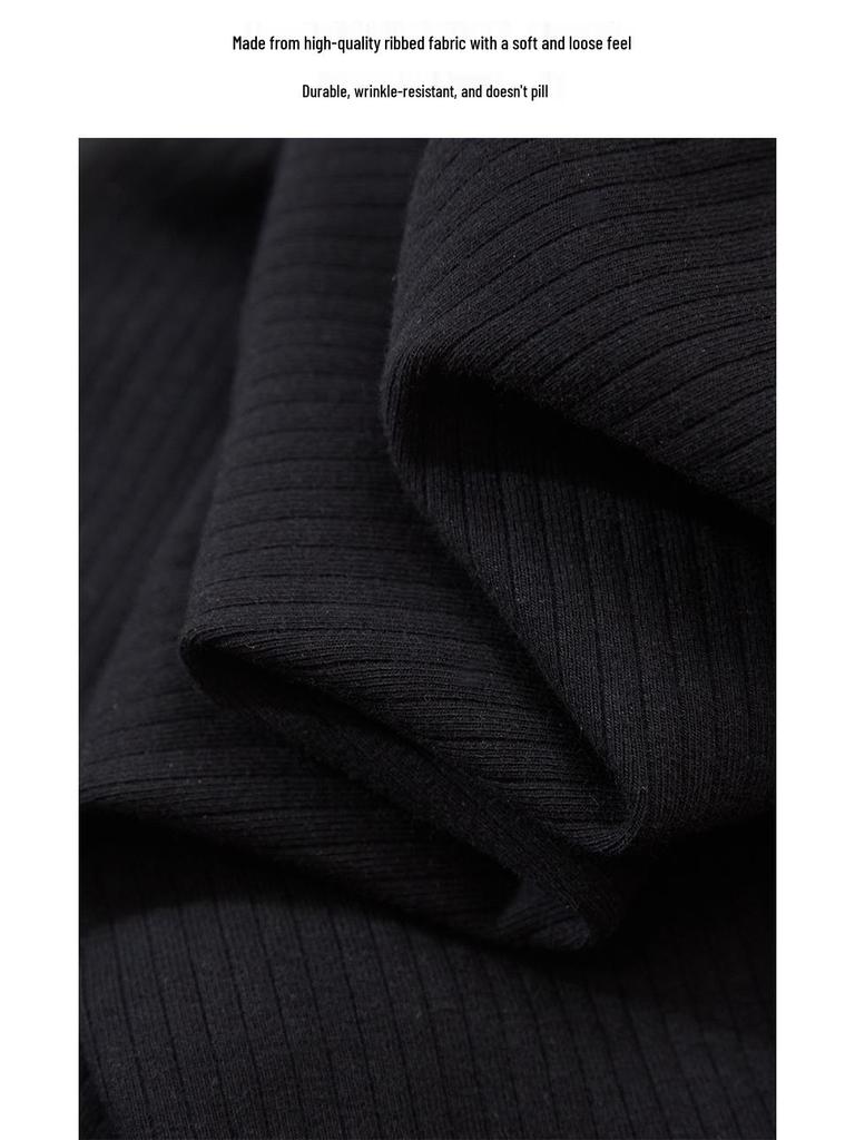 Black V-Neck Knitted Bodycon Dress – Women's Short Sexy Autumn/Winter Layered Base Dress