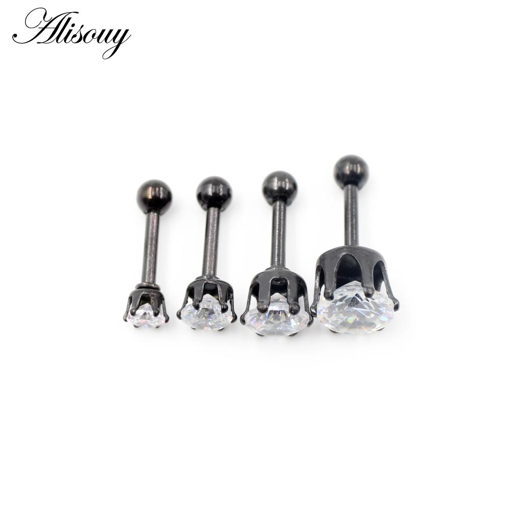 Alisouy 2pcs 3-6mm Ear Stud Earrings Hypoallergenic Round Cubic Zirconia Stainless Steel CZ Girls High Quality Women Earrings