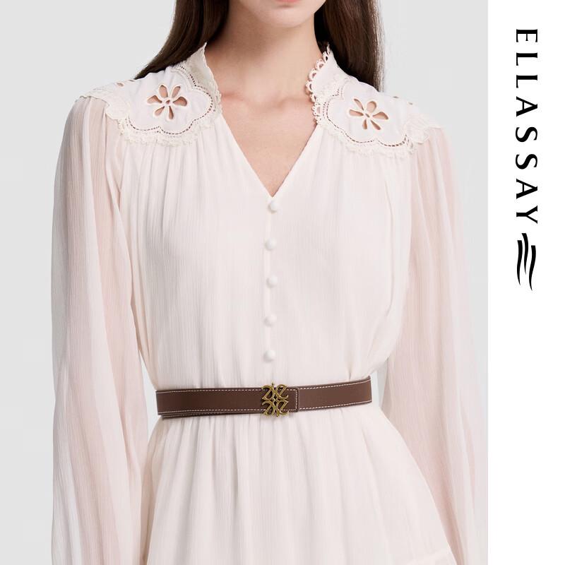 ELLASSAY Mulberry Silk Embroidered A-Line Dress