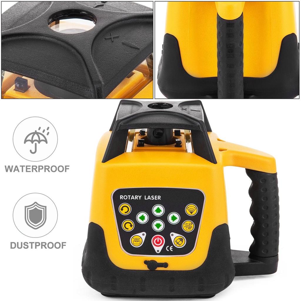 Rotary Laser Level Green Beam 500m Range Slope Adjustable 360° Spinning Accurate with Remote Control & Receiver