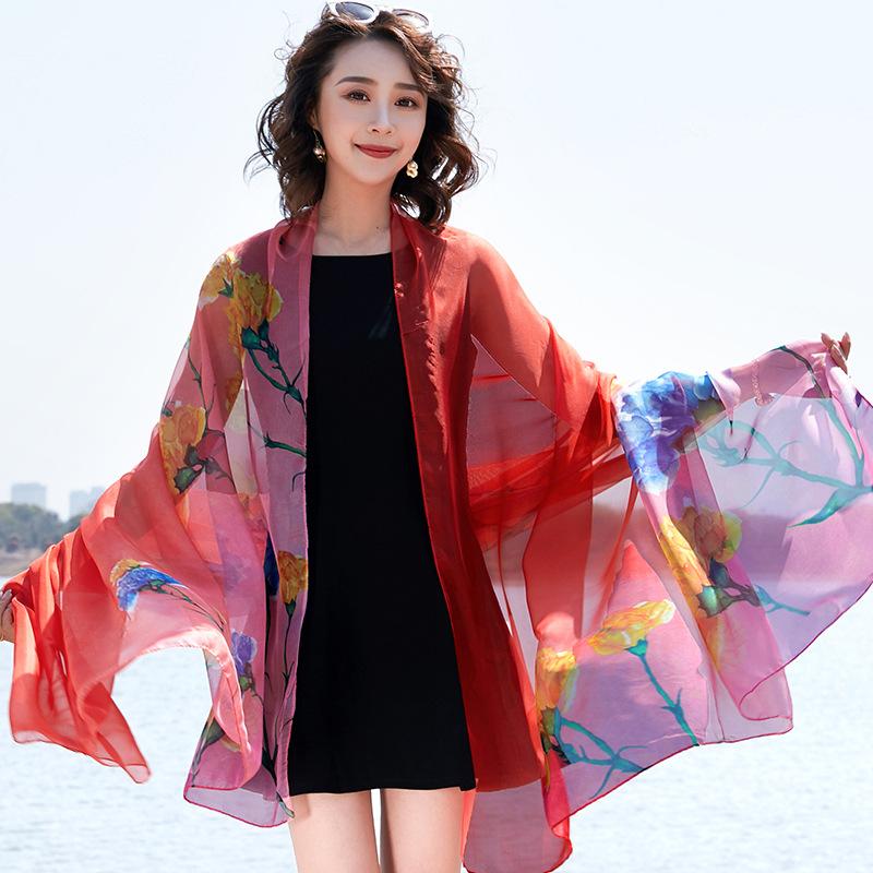 გაზაფხული/ზაფხული ახალი ქალის აბრეშუმის შარფი 90 * 90 სმ სიმულირებული აბრეშუმის ტილო კვადრატული შარფი მოდური პრინტიანი დიდი კვადრატული შარფი პროფესიონალური შარფი