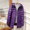 Womens Lightweight Hooded Down Coat Mid-Length Slim Fit Winter Jacket Korean Style Daily Wear