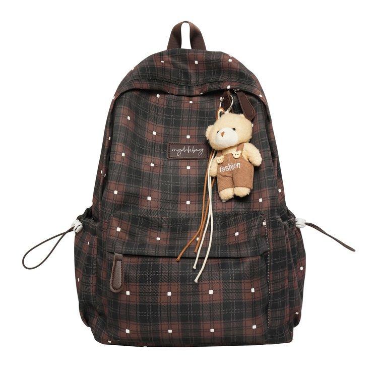 Zaino Nuovo a Quadri Zaino Scolastico Zaino Ragazze Coreano Nicchia Grande Capacità Studente Universitario Viaggio Versatile Zaino alla Moda