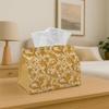 1pc Classic Decorative Tissue Box Cover- Golden Floral Design Tissue Holder, Versatile Tissue Organizer for Home, Vehicle, And Event Decoration, Ideal