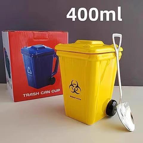 

Creative Trash Can Mug Ceramic Coffee Cup Funny Red Gift for Friends Birthday Present 301-400ml