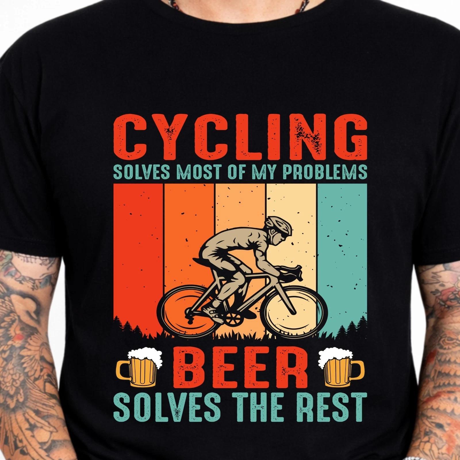 Cycling Beer Funny Quote T-Shirt Cyclist Humor Graphic Tee Bicycle Lover Gift XXXXL
