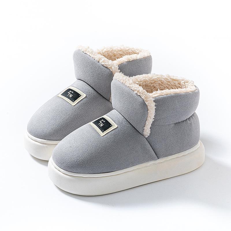 Women's High-Top Cotton Slippers, Winter Non-Slip Indoor/Outdoor, Thick Plush, Full-Wrap, Casual Warm Shoes