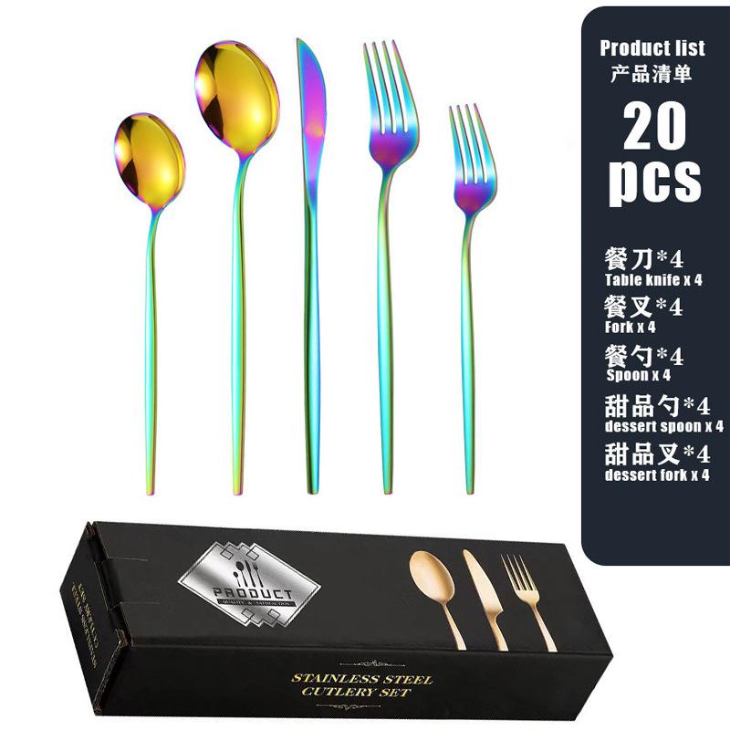 Stainless Steel Tableware Set, Steak Knife, Fork and Spoon 20/30 Piece Set, Western Food Knife, Fork and Spoon Gift Box.