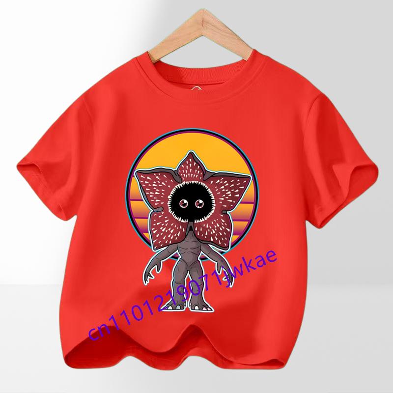 T-shirt Grafica per Festa, Outfit Streetwear Cool per Fan, Top per Ragazzi e Ragazze, Maglietta per Bambini a Tema Film Hot Stranger, alla Moda