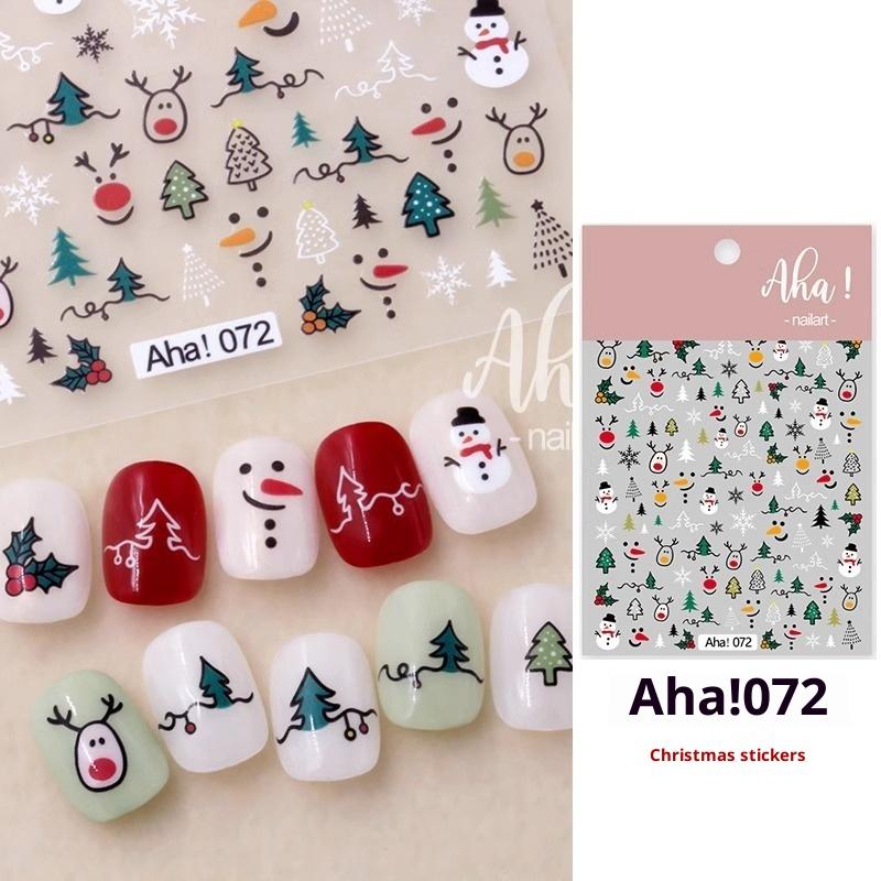 Christmas Nail Art Stickers Cartoon Santa Claus Snowman Snowflake Embossed Pattern Nail Sticker Nail Decals Manicure Decorations