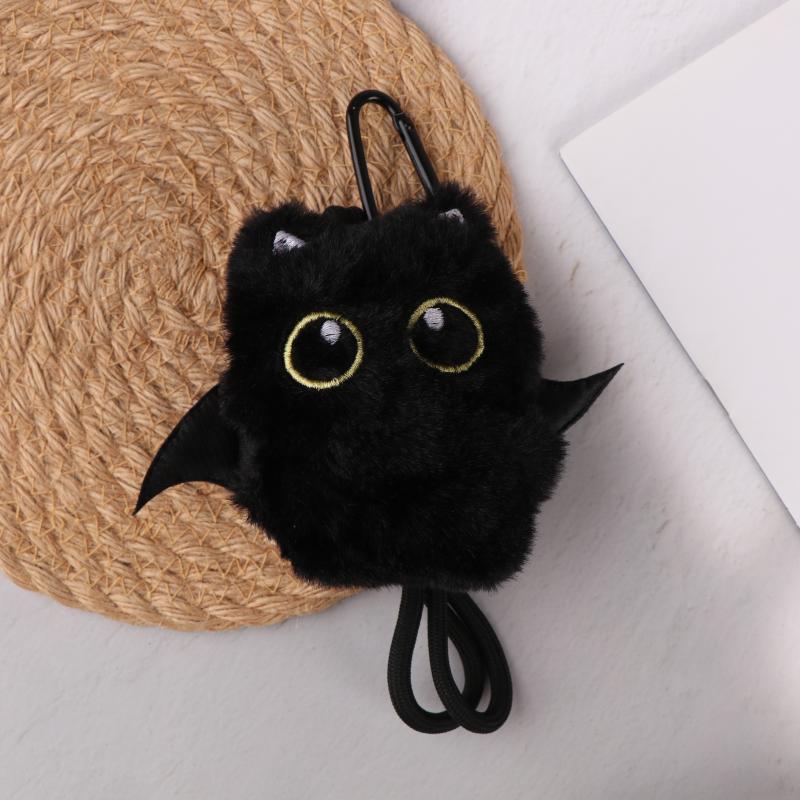 1 Piece 10Cm Ghost Wings Little Black Cat Plush Toy Doll Pendant Ins Big Eyes Punk Bag Decoration For Boy Girl Birthday Gifts