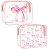 All Over Print Waterproof Pvc Nylon Pouch Bows Makeup Bag Transparent Toiletry Zipper Pouch Bow Clear Cosmetic Bags