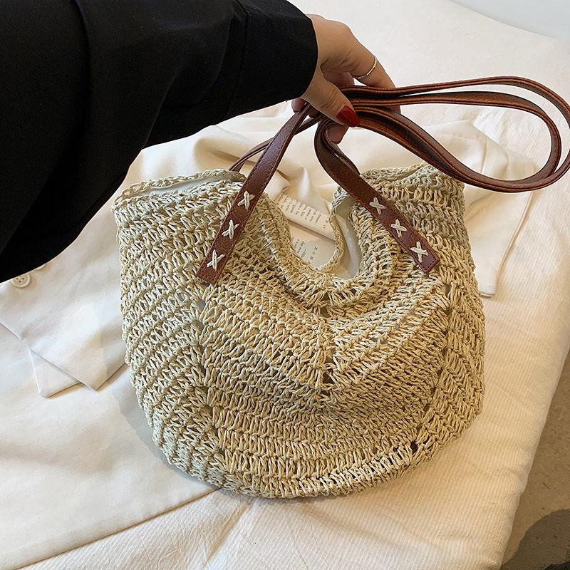 

Summer Internet celebrity straw bag women s new seaside vacation beach woven bag large capacity shoulder tote bag