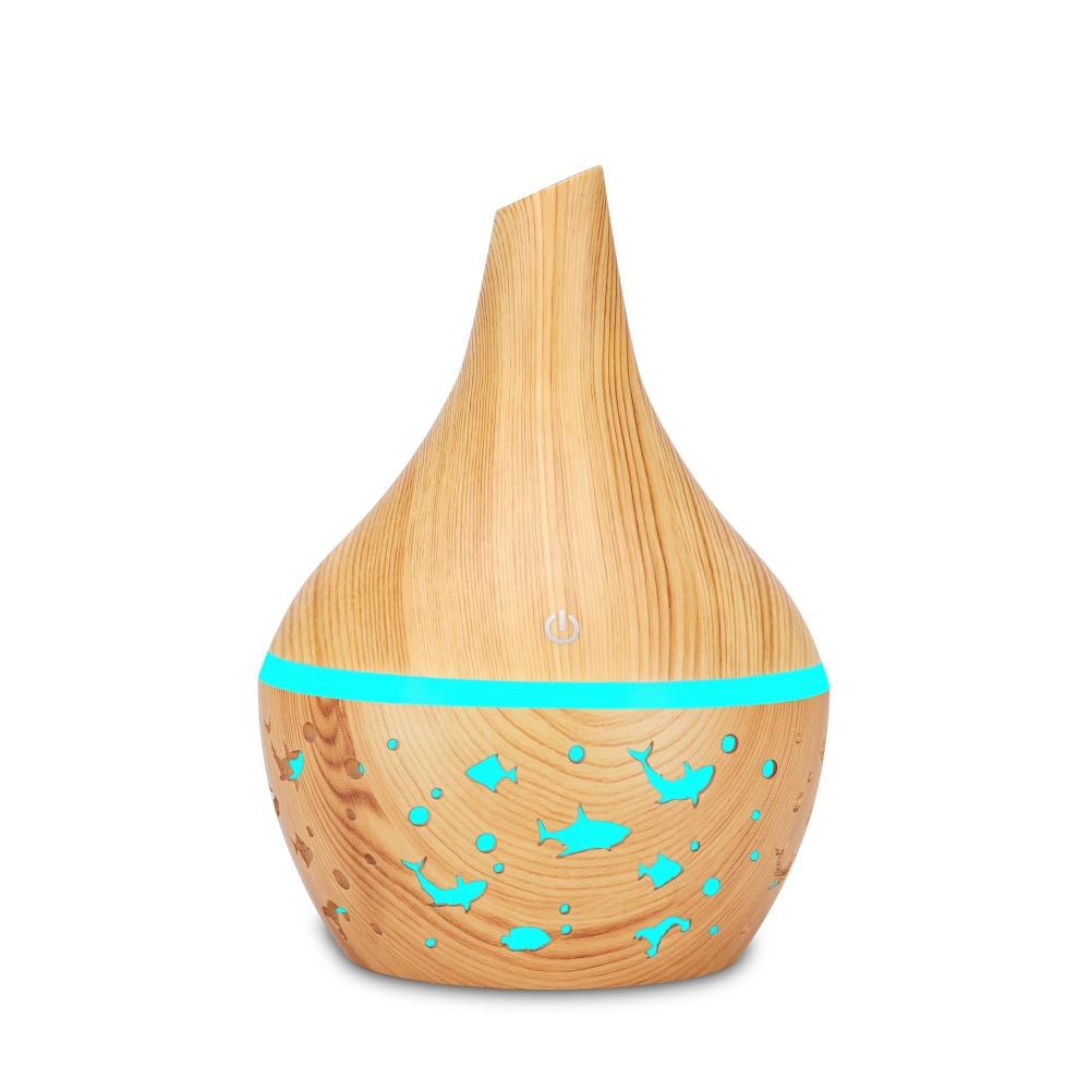 Holzmaserung USB-Lade-Luftbefeuchter, Desktop Mini Aroma Diffusor mit Umgebungslicht für Schlafzimmer Zuhause