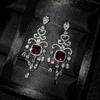 Luxury Bohemian Full Diamond Earrings Vintage Fringe Ruby Drop Earrings for Wedding Party Evening