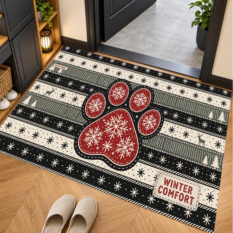 Christmas Theme Floor Carpet, Soft Area Rug, Xmas Indoor Home Holiday Decoration