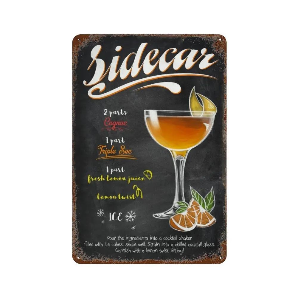 Vintage Fruit Juice Metal Tin Sign Mojito Aperol Spritz Posters and Sangria Drink Negroni Plaque for Club Bar Shop Home Decor