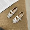 2025 Spring Women's Outdoor Mary Jane Shoes Chinese Style Square Toe Embroidery Jacquard Designer Walking Shallow Ladies Flats