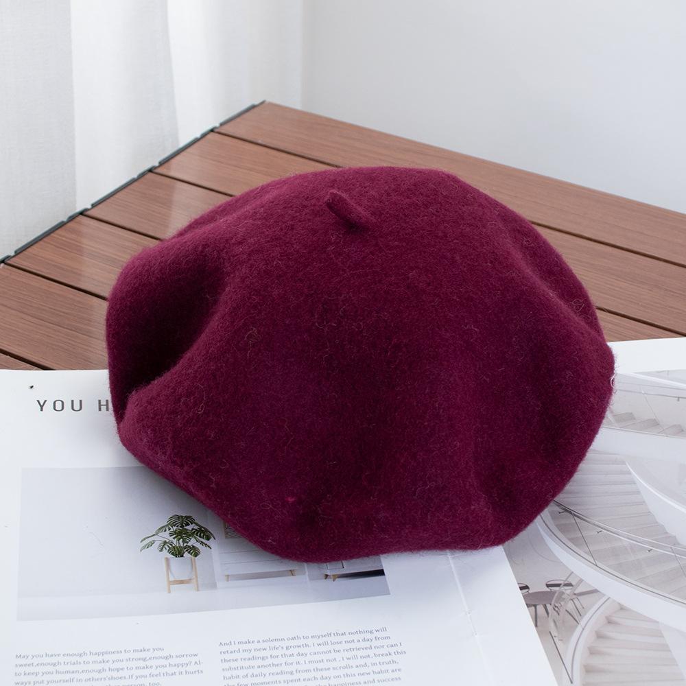 Berretto Donna Britannico Vintage Autunno e Inverno Lana Pittore Cappello Signora Cappello Bocciolo Versatile Tendenza ins