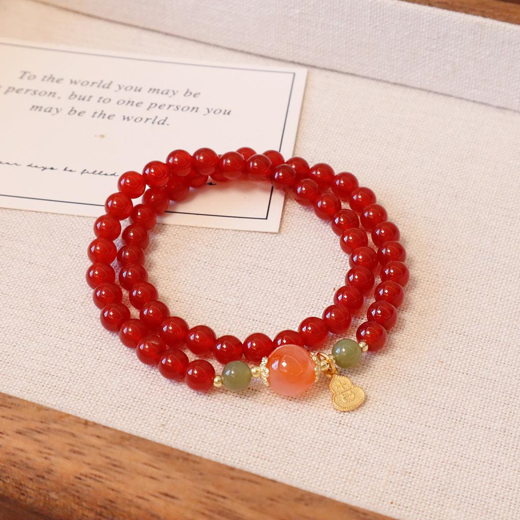 Natural Double Circle Agate Bracelet Fashion Women Daily Jewelry Lucky Gift