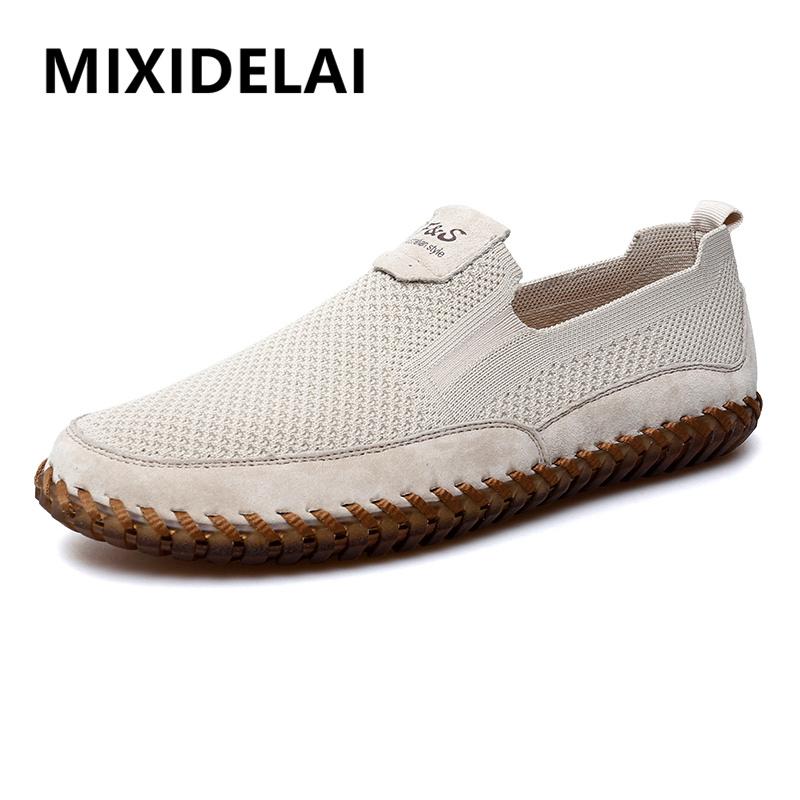 Summer Men'S Casual Shoes Outdoor Breathable Mesh Men Shoes Fashion Casual Sneakers Flat Men Moccasin Shoes Soft Walking Shoes