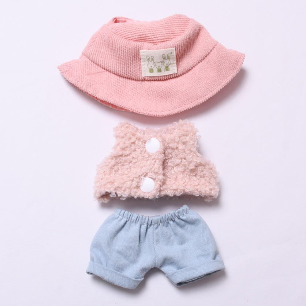 

Curly Vest Sitting Labubu Time Cloth Sweatpants 17cm Plush Dolls Clothes Kids Girls Toys Style 1