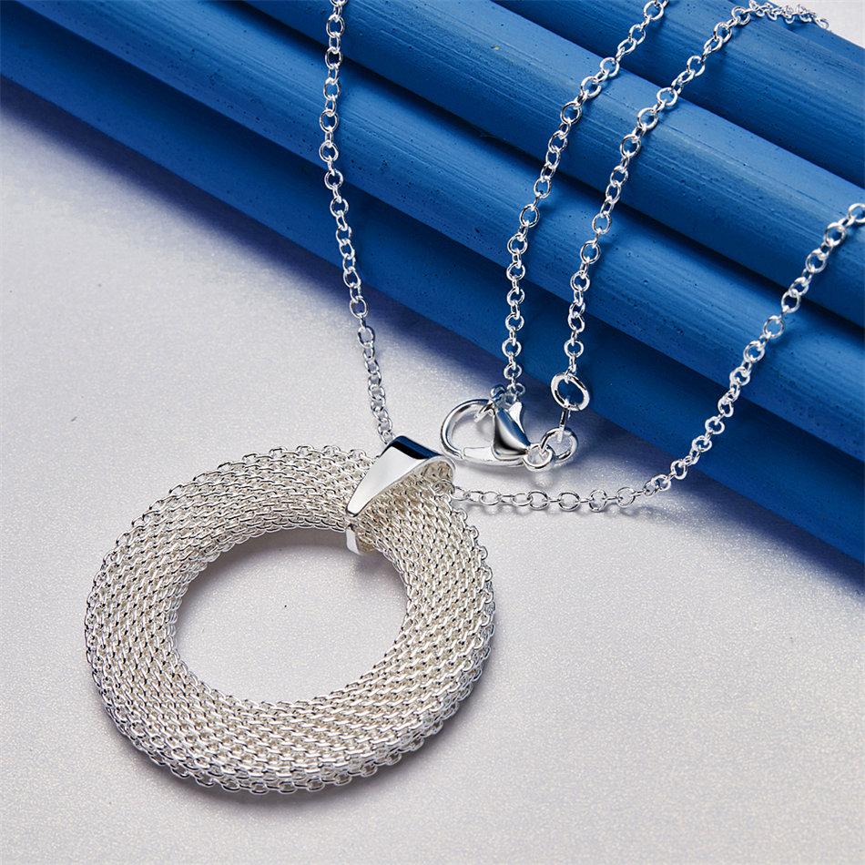 925 sterling silver 16-30 inch exquisite round woven pendant necklace, women's jewelry party gift, fashionable wedding