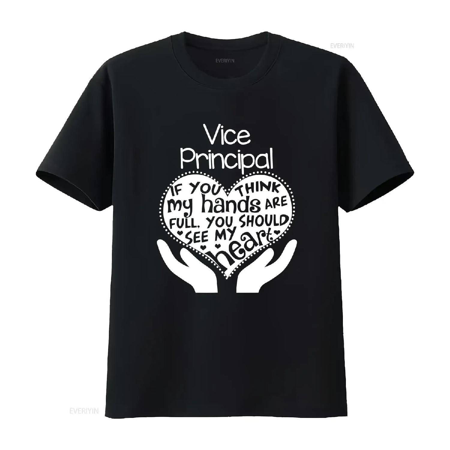 

Vice Principal T shirt Heart Hands School Team Group vintage Washed designer clothes homme Comfortable graphic Unisex S чёрный