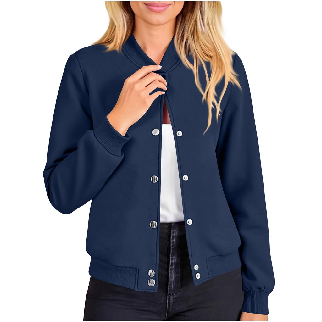 Women's Casual Loose Fit Long Sleeve Hoodie Jacket with Stand Collar for Street