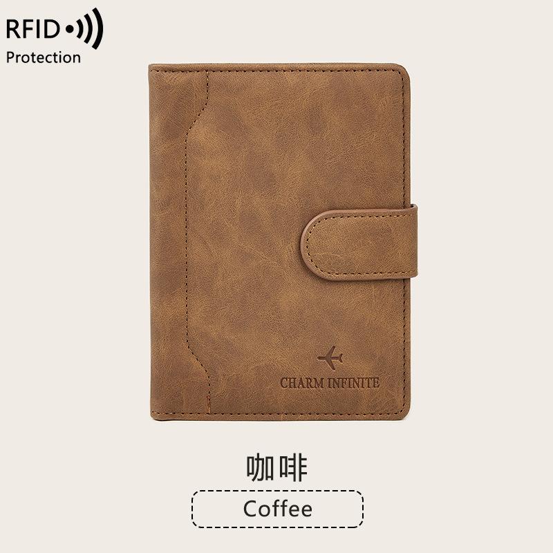 Hot-selling new anti-theft brush passport bag, simple buckle ID bag, men's and women's travel passport holder