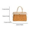 Rattan Flecht Tasche Sommer Neue Handgemachte Tasche Retro Stil Perlen Handheld Damen Tasche Kette Diagonale Umhänge Handy Tasche