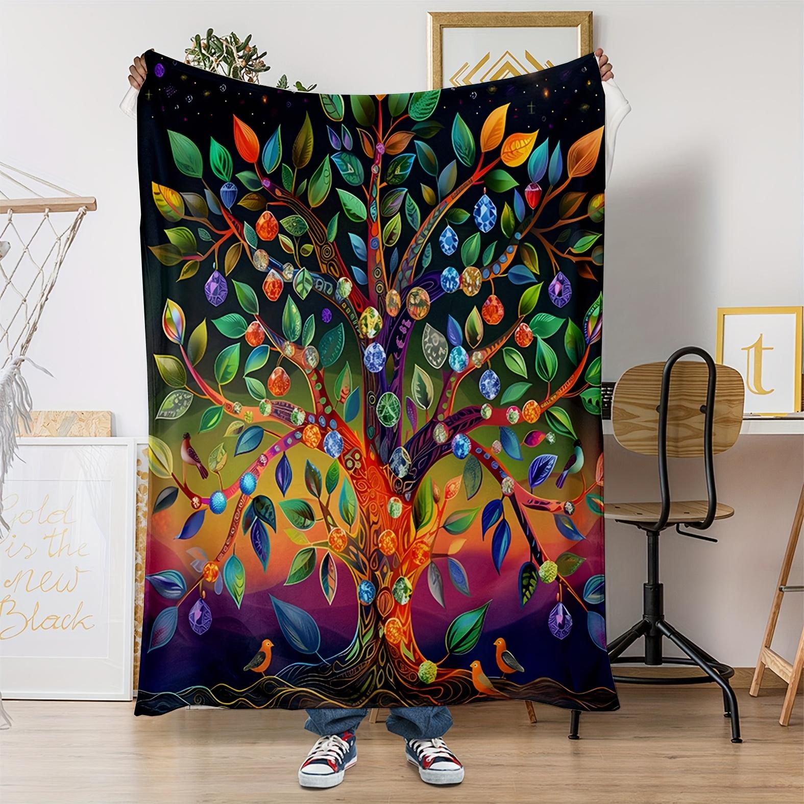 

Colorful and diverse leaf patterns Flannel printed blanket suitable for all seasons suitable for living room office sofa travel 75x100cm